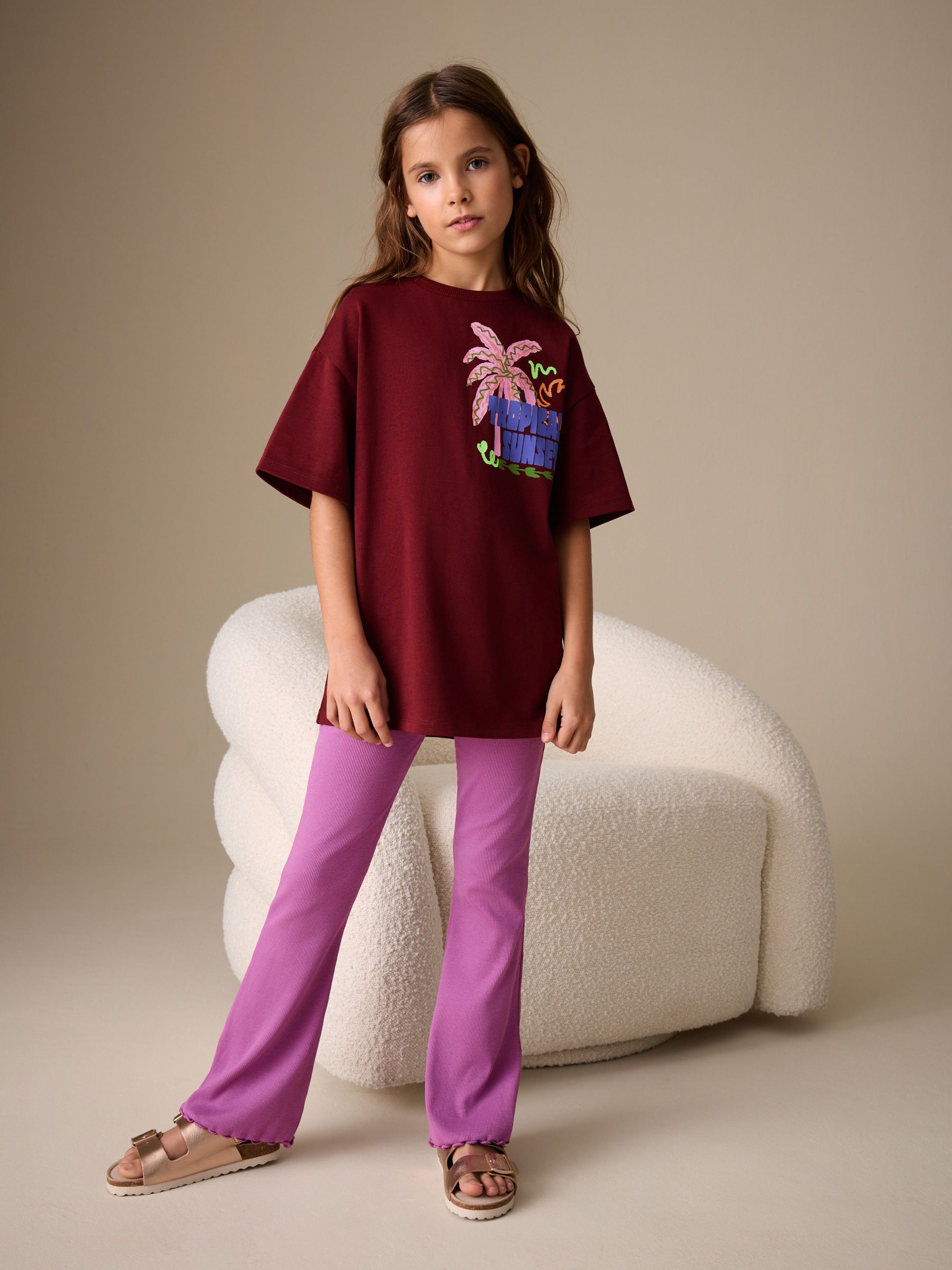Buy Red/Tropical T-Shirt and Kick Flare Set (3-16yrs) from Next