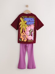 Red/Tropical T-Shirt and Kick Flare Set (3-16yrs) - Image 3 of 5