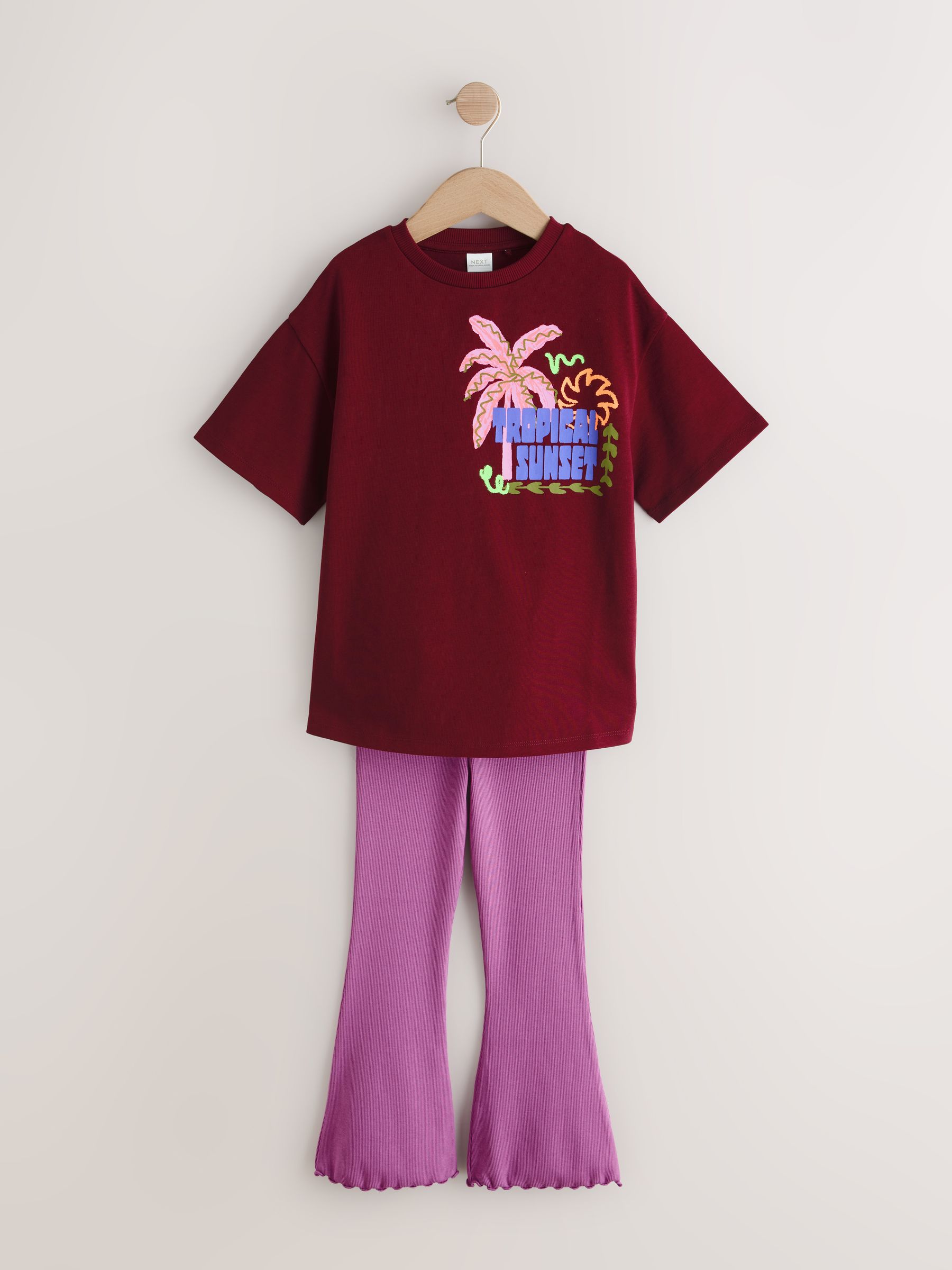 Buy Red/Tropical T-Shirt and Kick Flare Set (3-16yrs) from Next