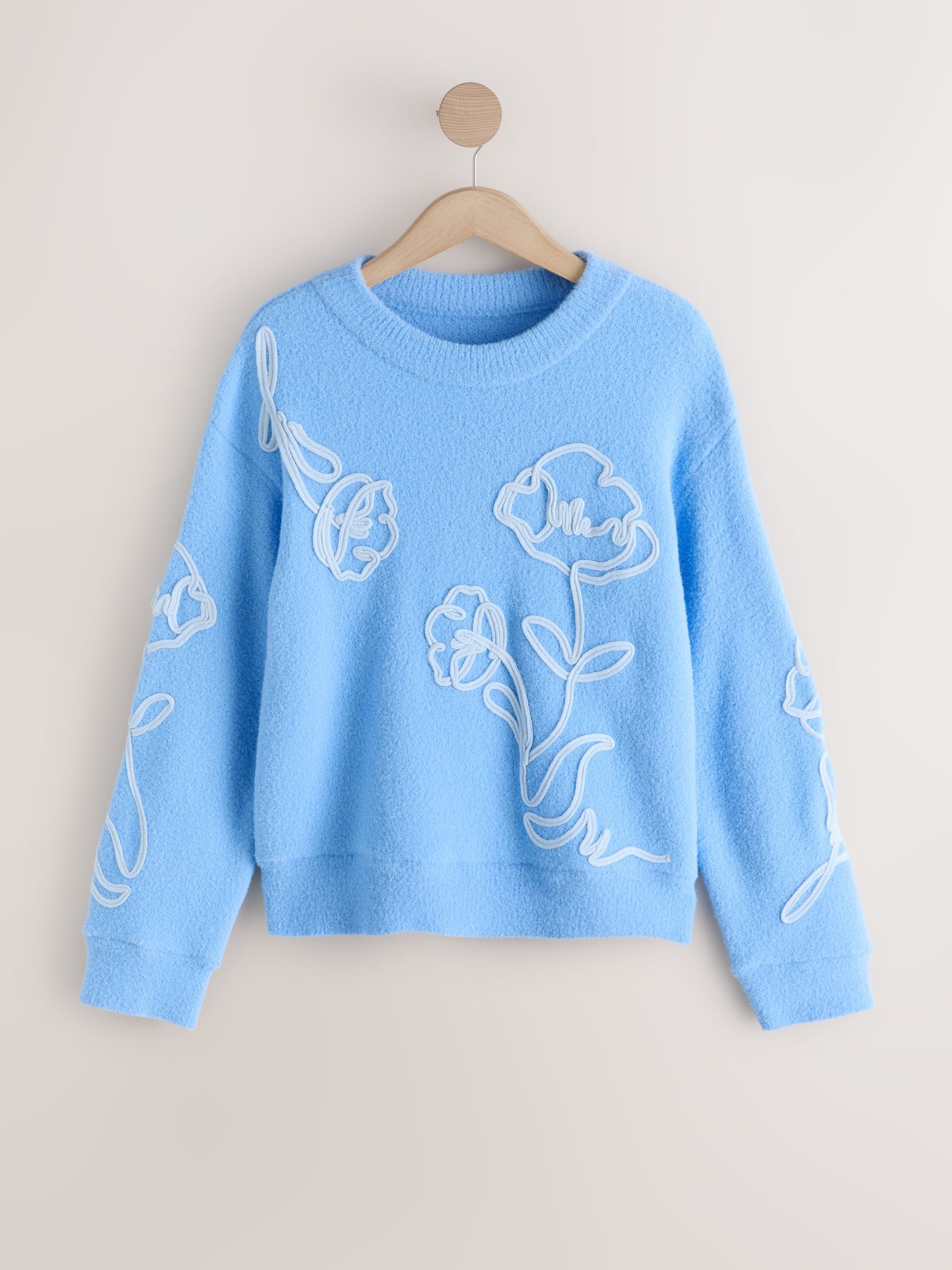Buy Light Blue Cosy Corded Graphic Jumper from Next Romania