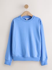 Bright Blue Relaxed Fit Essentials Longline Sweatshirt with Pockets - Image 1 of 4