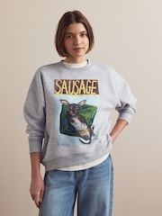 Grey License Frankie Thorpe Sausage Dog Graphic Sweatshirt - Image 3 of 8
