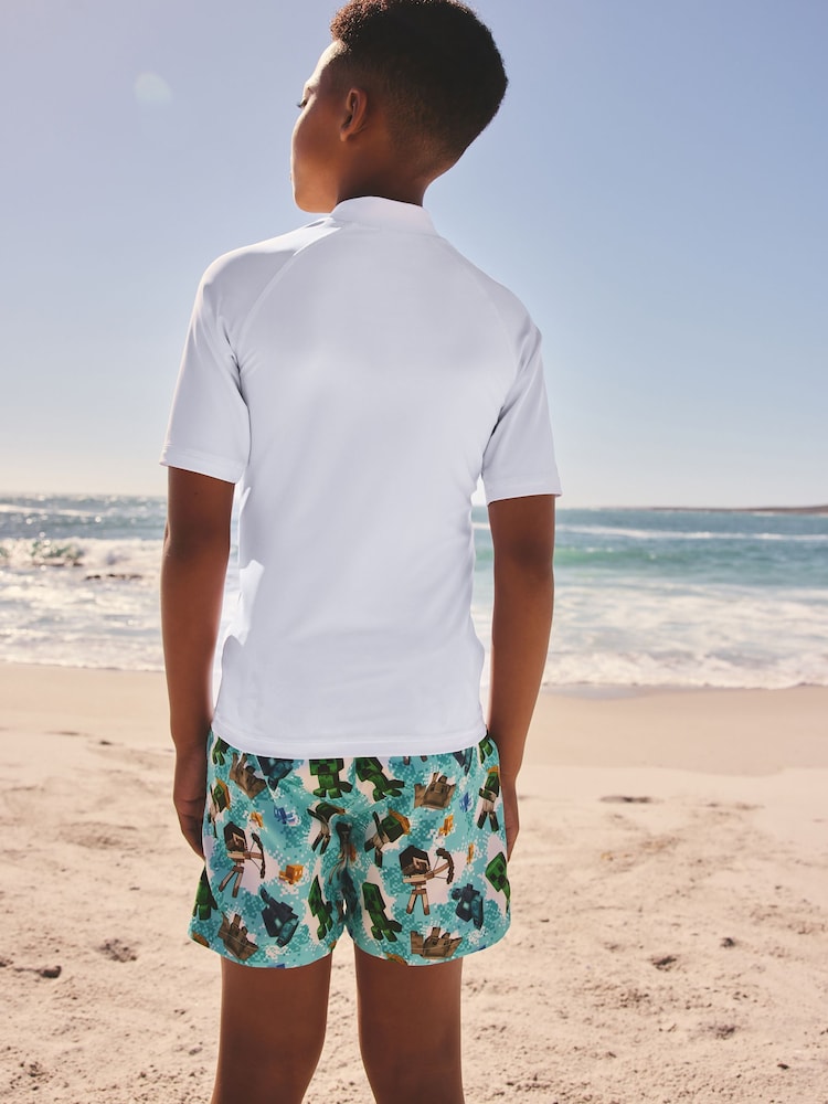 White Minecraft Rash Vest (3-16yrs) - Image 2 of 8