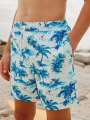 Hellblaue Palme - Bedruckte Badeshorts (3–16 Jahre) - Bild 1 von 7