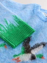 Blue Mallard Duck Graphic Brushed Crew Neck Jumper - Image 2 of 3