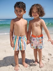 Orange/White Printed Swim Shorts 2 Pack (3mths-7yrs) - Image 1 of 9