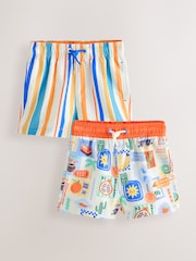 Orange/White Printed Swim Shorts 2 Pack (3mths-7yrs) - Image 4 of 9