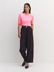 Fluro Pink - Superweiches Strickoberteil mit kurzen Ärmeln - Bild 2 von 8