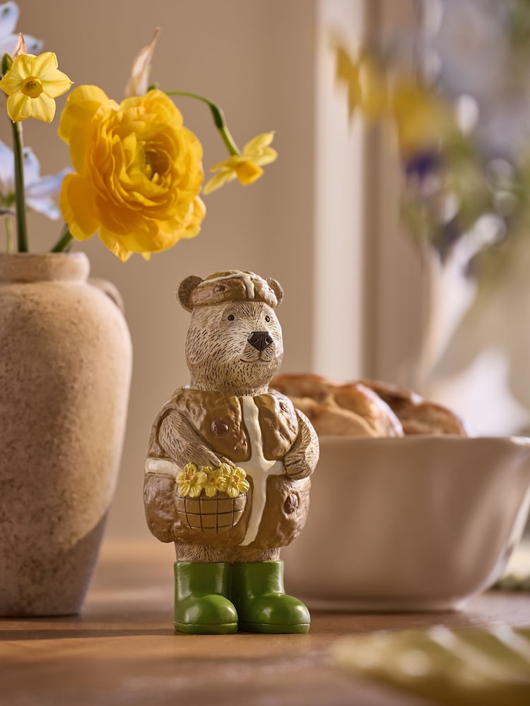 Natural Hot Cross Bun Bertie Bear Easter Ornament - Image 1 of 3