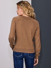 Camel Brown Neppy Soft Touch Crew Neck Cotton Rich Jumper - Image 3 of 7
