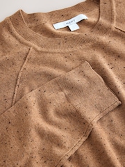 Camel Brown Neppy Soft Touch Crew Neck Cotton Rich Jumper - Image 6 of 7