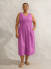 Live Unlimited Purple V-Neck Elasticated Waist Dress - Image 3 of 6