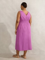 Live Unlimited Purple V-Neck Elasticated Waist Dress - Image 6 of 6