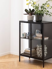 Actona Black Newcastle Low 2 Door Display Cabinet - Image 1 of 4