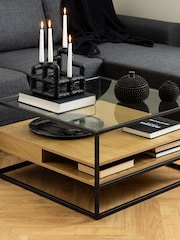 Actona Black Oak Randolf Square Coffee Table with 2 Shelves - Image 2 of 6