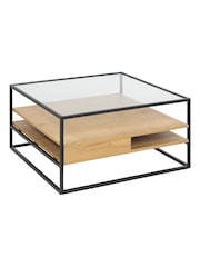 Actona Black Oak Randolf Square Coffee Table with 2 Shelves - Image 3 of 6