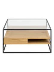 Actona Black Oak Randolf Square Coffee Table with 2 Shelves - Image 4 of 6