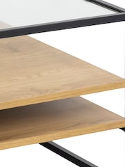 Actona Black Oak Randolf Square Coffee Table with 2 Shelves - Image 6 of 6