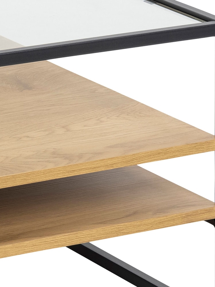 Actona Black Oak Randolf Square Coffee Table with 2 Shelves - Image 6 of 6