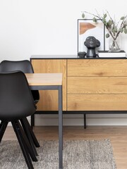 Actona Black Oak Seaford 1 Door 3 Drawer Small Sideboard - Image 2 of 6