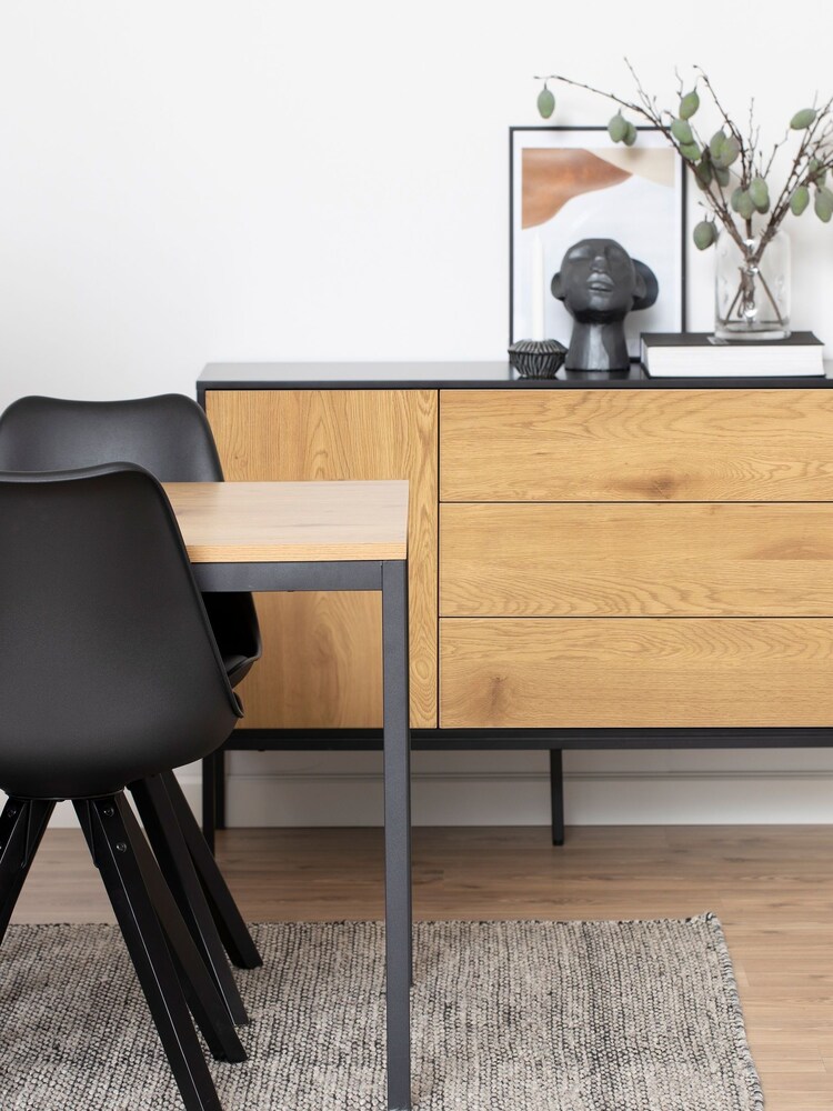Actona Black Oak Seaford 1 Door 3 Drawer Small Sideboard - Image 2 of 6
