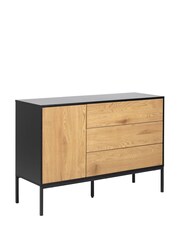 Actona Black Oak Seaford 1 Door 3 Drawer Small Sideboard - Image 4 of 6