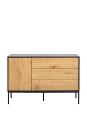 Actona Black Oak Seaford 1 Door 3 Drawer Small Sideboard - Image 5 of 6