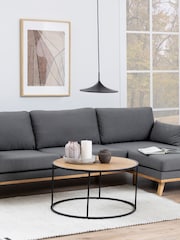 Actona Black Oak Seaford Metal Round Coffee Table with Oak Top - Image 1 of 6
