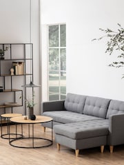Actona Black Oak Seaford Metal Round Coffee Table with Oak Top - Image 2 of 6