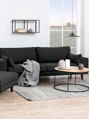 Actona Black Oak Seaford Metal Round Coffee Table with Oak Top - Image 3 of 6
