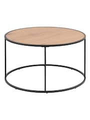 Actona Black Oak Seaford Metal Round Coffee Table with Oak Top - Image 5 of 6