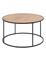 Actona Black Oak Seaford Metal Round Coffee Table with Oak Top - Image 6 of 6
