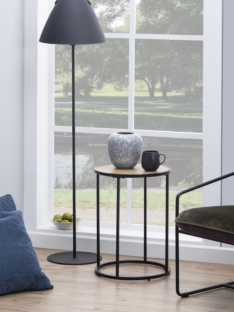 Actona Black Oak Seaford Metal Small Round Side Table - Image 1 of 6