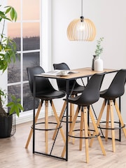 Actona Black Oak Seaford Metal Bar Table with Oak Top - Image 2 of 6