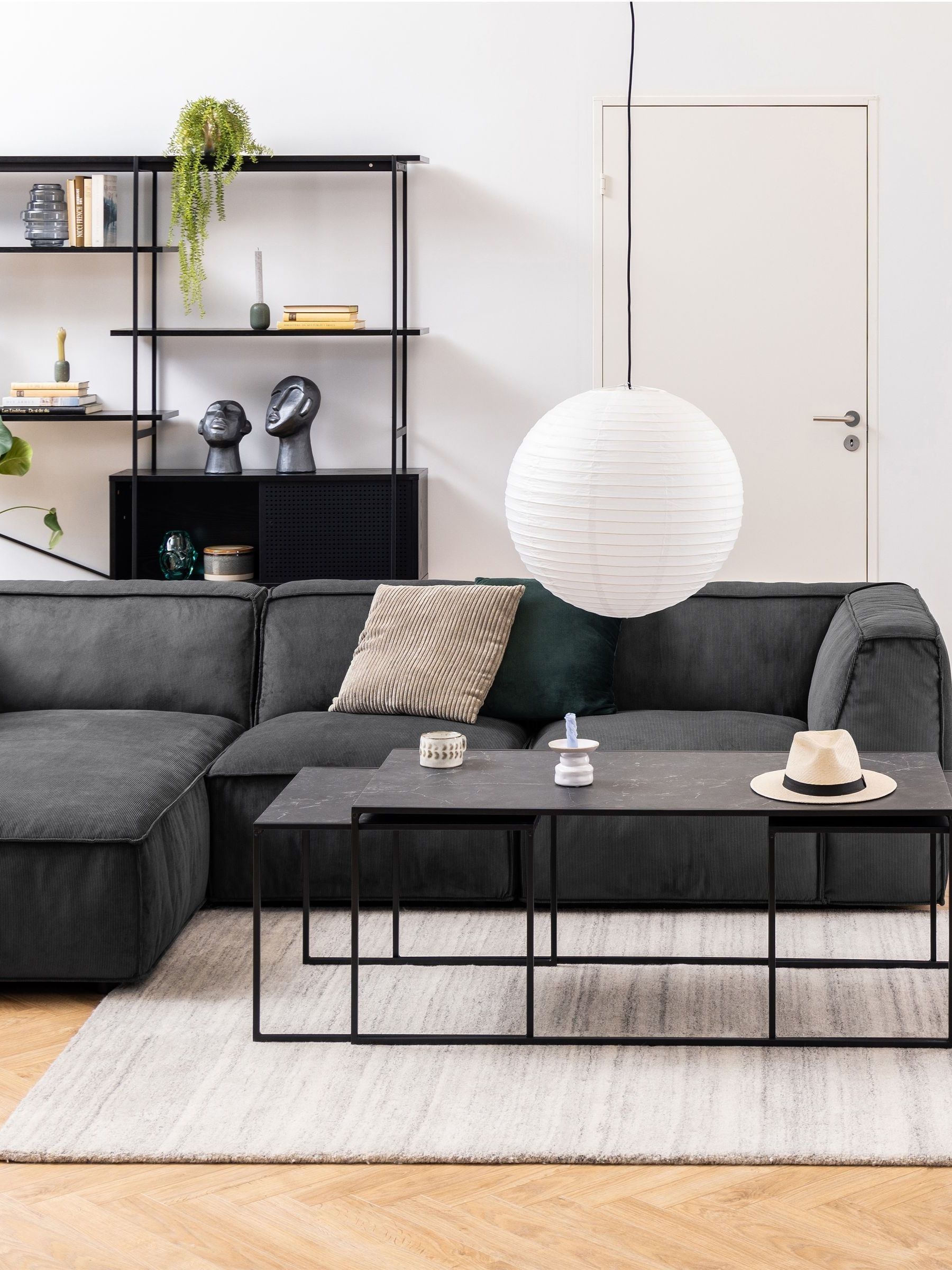 Indoor Furniture Group Infinity Coffee Table Set - 3 Pieces - Matt Black Melamine Top - Black Steel Sledge Base - Image 6