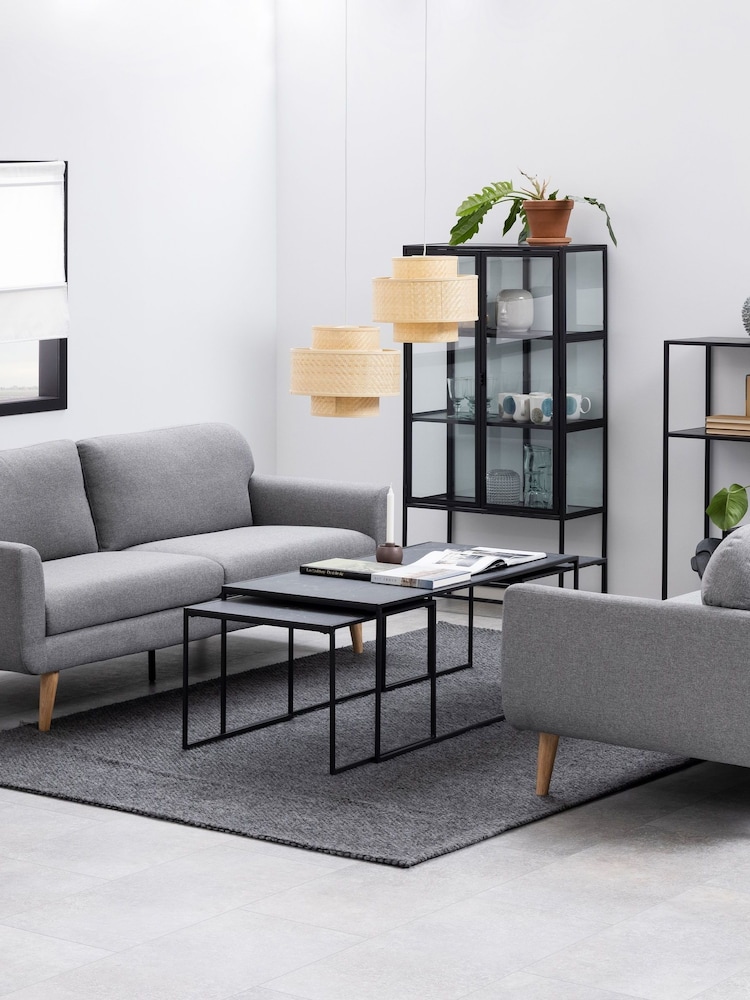 Actona Set of 3 Black Infinity Square Coffee Tables - Image 2 of 6