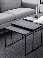 Actona Set of 3 Black Infinity Square Coffee Tables - Image 3 of 6