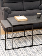 Actona Set of 3 Black Infinity Square Coffee Tables - Image 4 of 6