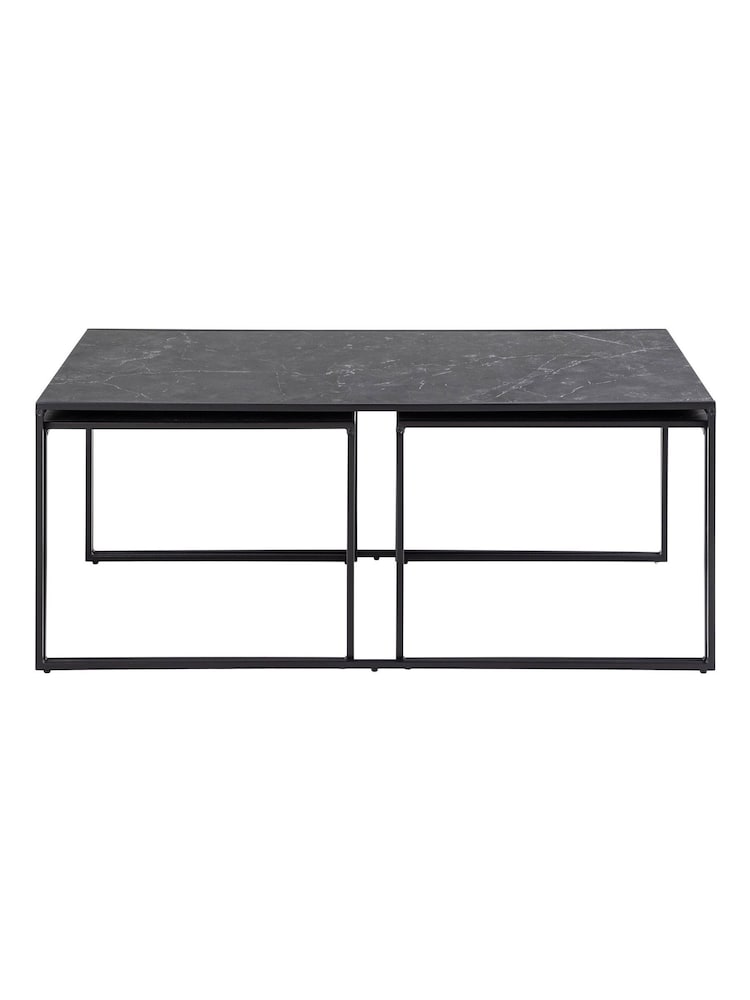 Actona Set of 3 Black Infinity Square Coffee Tables - Image 6 of 6