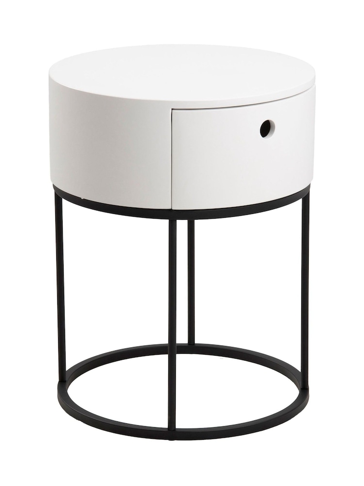 Actona White Polo Round Bedside Table - Image 2 of 6