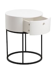 Actona White Polo Round Bedside Table - Image 4 of 6