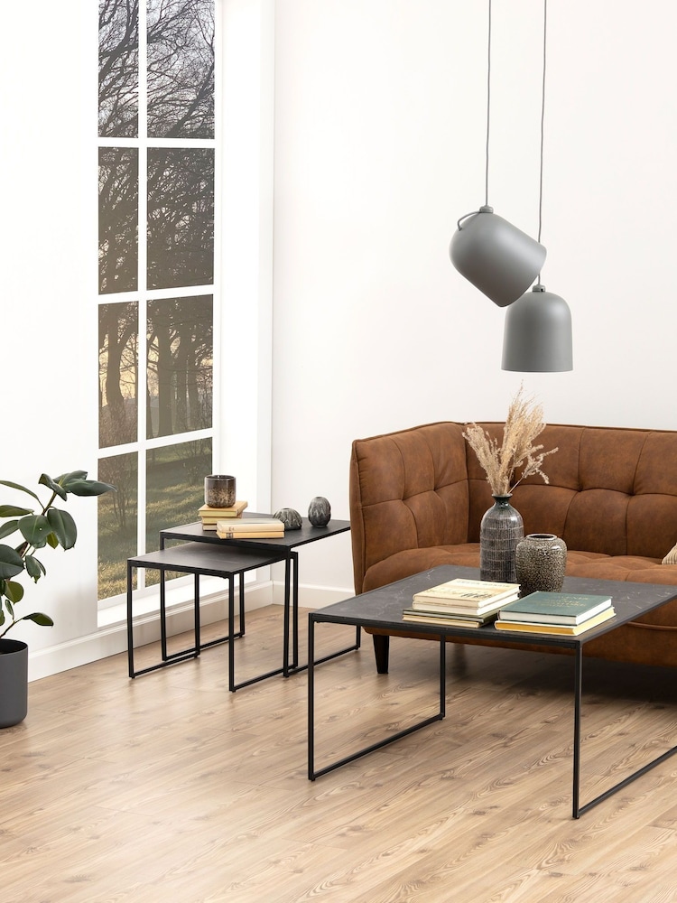 Actona Set of 2 Black Infinity Nest of Tables - Image 1 of 6