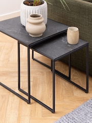 Actona Set of 2 Black Infinity Nest of Tables - Image 4 of 6