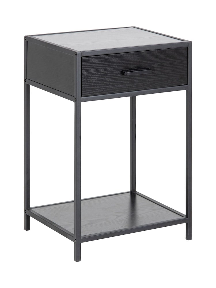 Actona Black Seaford Bedside Table with 1 Drawer - Image 2 of 5