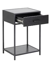 Actona Black Seaford Bedside Table with 1 Drawer - Image 5 of 5
