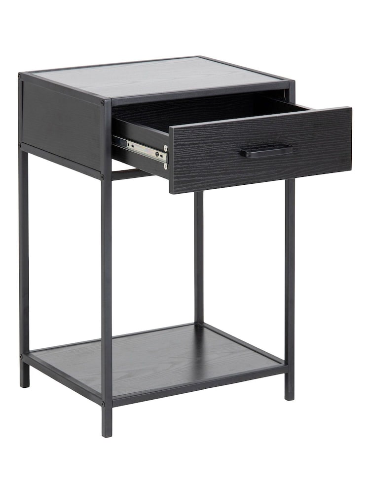 Actona Black Seaford Bedside Table with 1 Drawer - Image 5 of 5