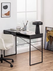 Actona Black Seaford 1 Drawer Desk - Image 1 of 6