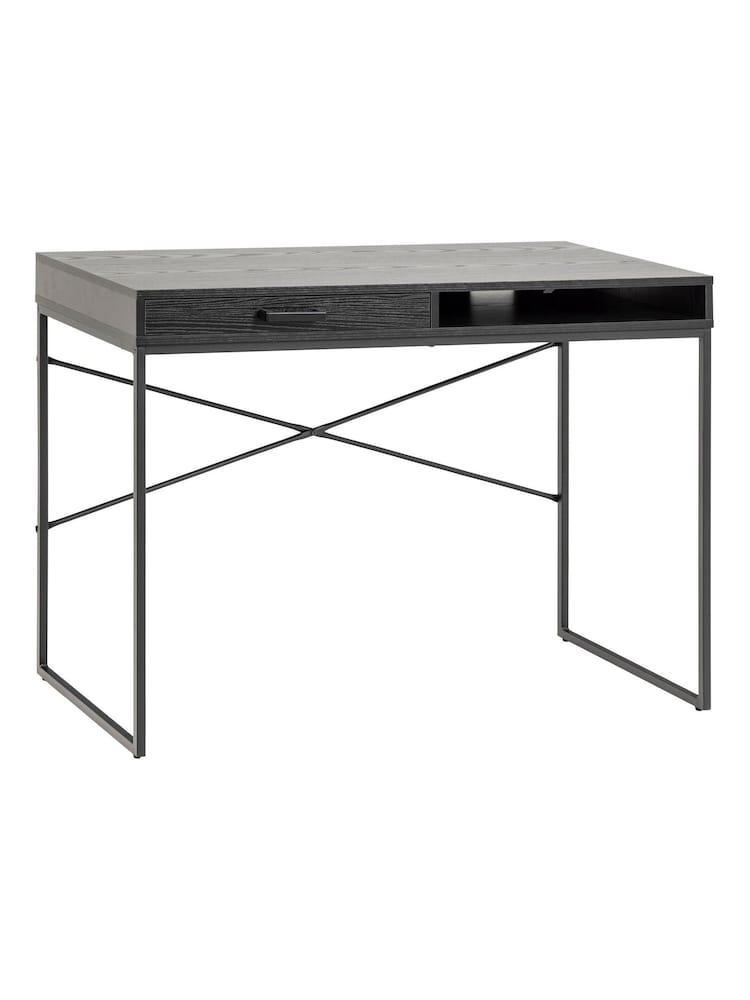 Actona Black Seaford 1 Drawer Desk - Image 2 of 6