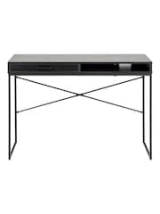 Actona Black Seaford 1 Drawer Desk - Image 3 of 6