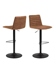 Actona Set of 2 Brown Kimmy Bar Stools - Image 3 of 6